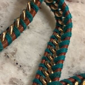Chan Luu    RARE….   Turquoise, gold and Brown Woven Bracelet. EUC.